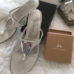 White sandal with kitten heel